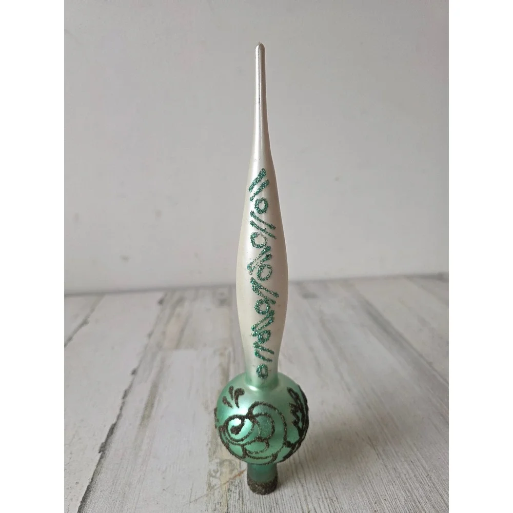 Vintage green mercury glass mica tree topper Xmas tree
